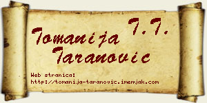 Tomanija Taranović vizit kartica
